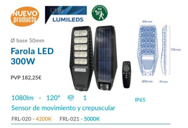 LAMPARA SOLAR LED 300W